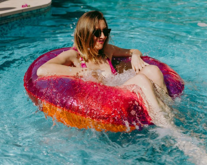 a person in a bikini in a pool