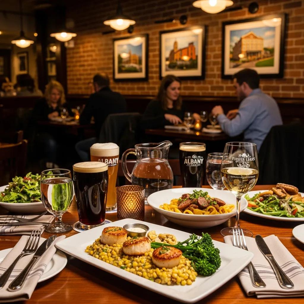 Cozy dining setting in Albany showcasing local dishes and inviting atmosphere