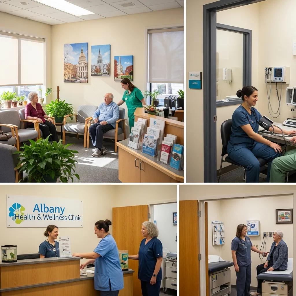 Interior of a trusted local healthcare clinic in Albany, NY, showcasing friendly staff and patients