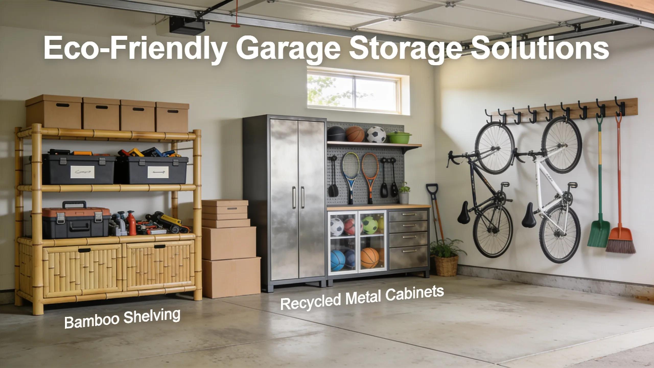 Different garage storage solutions including shelves and cabinets for maximizing space